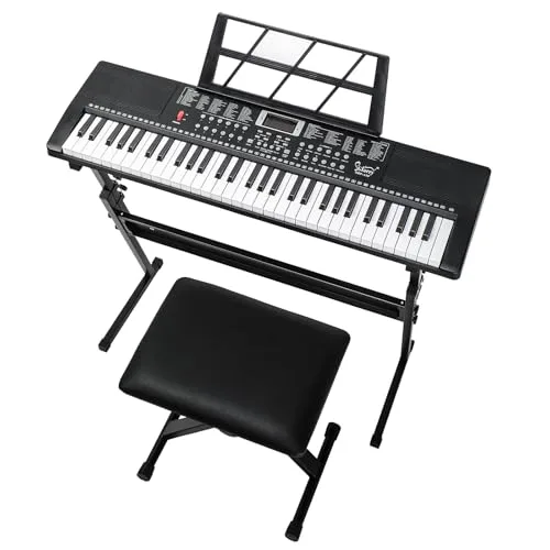 LALAHO Clavier Piano 61 Touches avec Support de Clavier, Banc de Piano